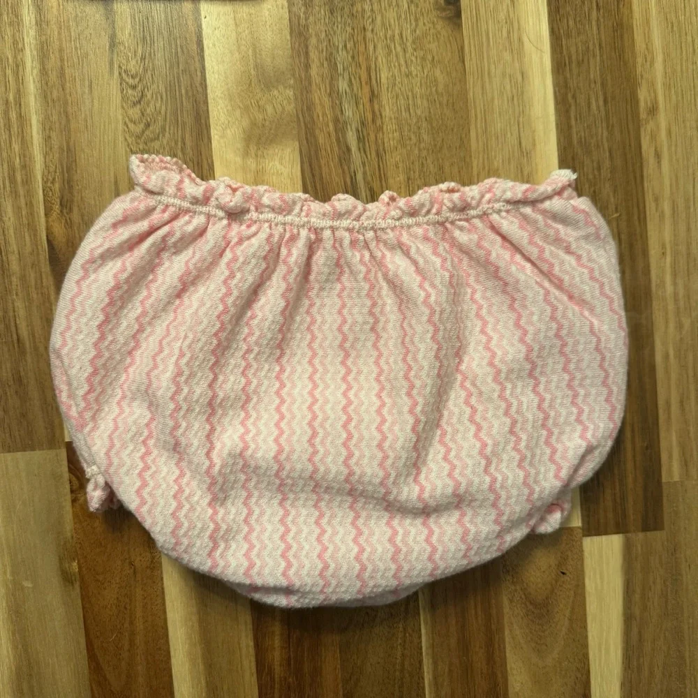 Vintage Carters Baby Girls Pink Chevron‎ Bunny Dress and Bloomers Set 12 Months